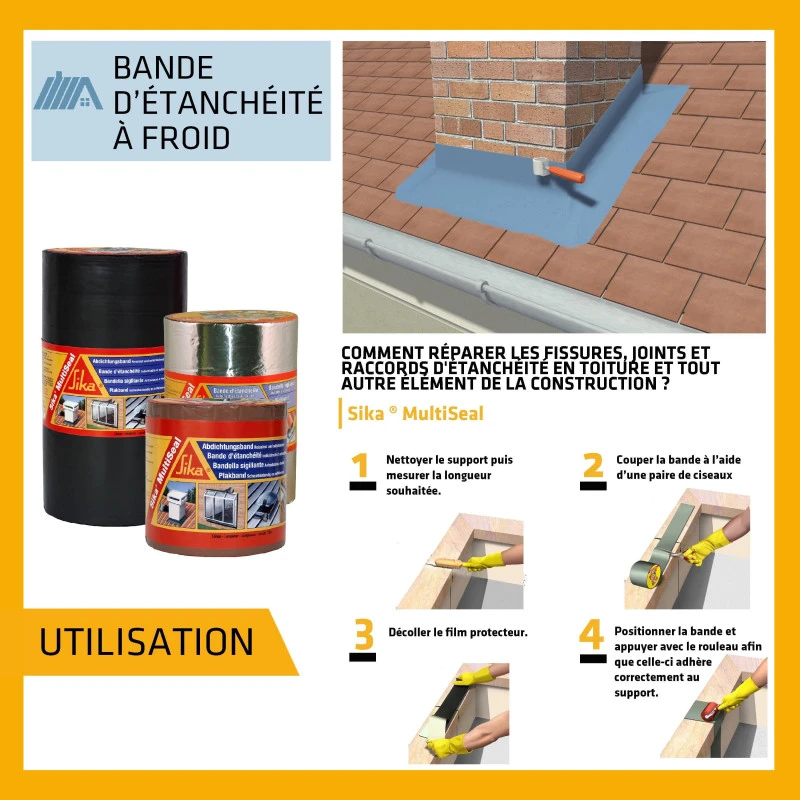 Bande D'étanchéité Bitumineuse SIKA SikaMultiSeal - Terre Cuite - 225mm X 10m 9 Bande D'étanchéité Bitumineuse SIKA SikaMultiSeal - Terre Cuite - 225mm X 10m – Image 7