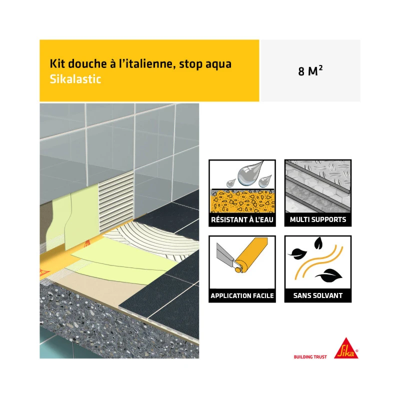 Kit Douche à L'italienne SIKA - Étanchéité Sous Carrelage Sikalastic 260 Stop Aqua - 8m² 5 Kit Douche à L'italienne SIKA - Étanchéité Sous Carrelage Sikalastic 260 Stop Aqua - 8m² – Image 3