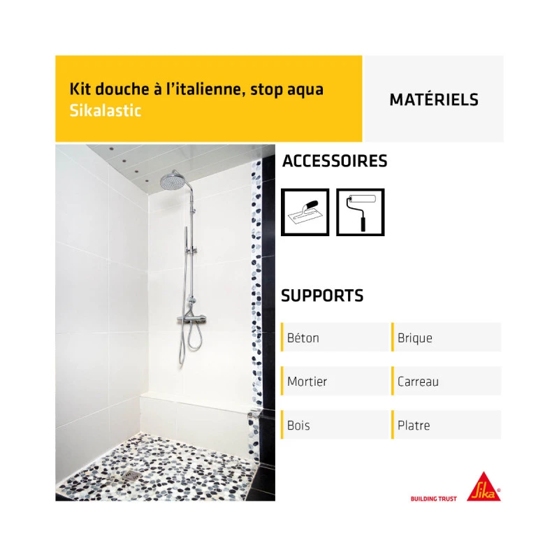 Kit Douche à L'italienne SIKA - Étanchéité Sous Carrelage Sikalastic 260 Stop Aqua - 8m² 6 Kit Douche à L'italienne SIKA - Étanchéité Sous Carrelage Sikalastic 260 Stop Aqua - 8m² – Image 4
