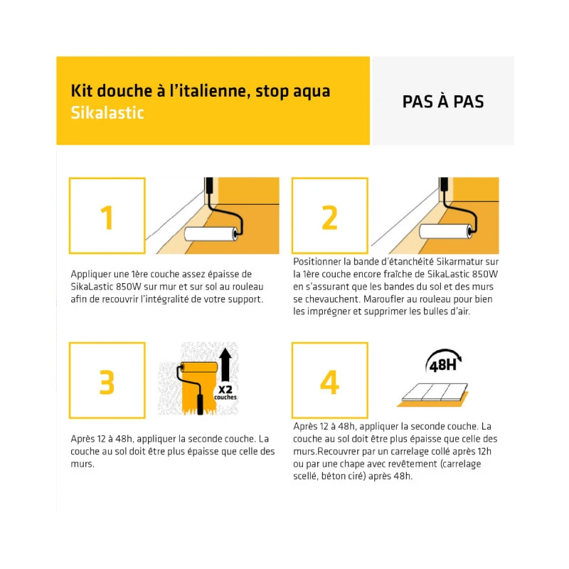 Kit Douche à L'italienne SIKA - Étanchéité Sous Carrelage Sikalastic 260 Stop Aqua - 8m² 8 Kit Douche à L'italienne SIKA - Étanchéité Sous Carrelage Sikalastic 260 Stop Aqua - 8m² – Image 6