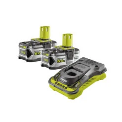 Lot De 2 Batteries RYOBI 18V Lithium-ion One+ 5.0 Ah - 1 Chargeur Rapide - RC18150-250G