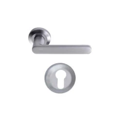 Pack Poignée Et Rosace De Porte Aluminium - Metro - Finition Chrome Perle