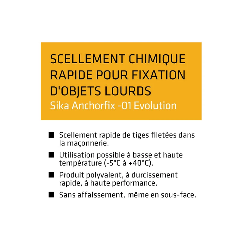 Résine De Scellement Chimique Rapide SIKA Anchorfix-1 Evolution - Gris - 300ml 7 Résine De Scellement Chimique Rapide SIKA Anchorfix-1 Evolution - Gris - 300ml – Image 5